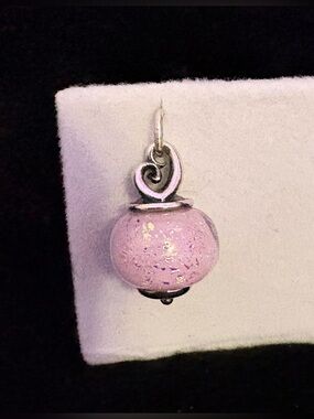 James Avery Retired Glitter Pink Mother Love Glass Charm